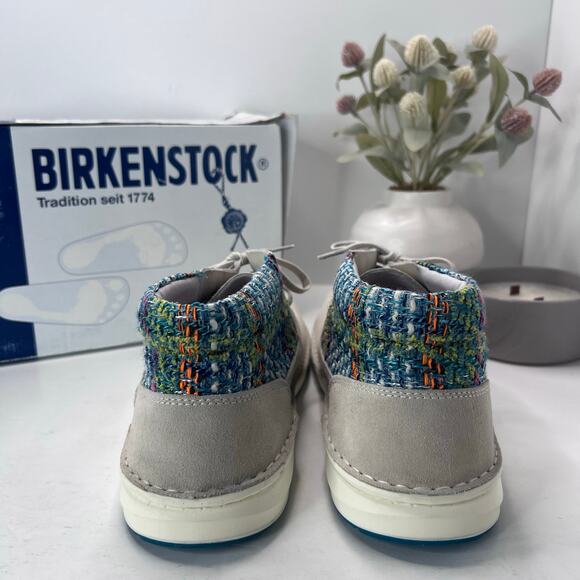 Birkenstocks Memphis High Leather/Textile Shoes Gray/Blue Men 13 NWB Regular Fit - Picture 4 of 10